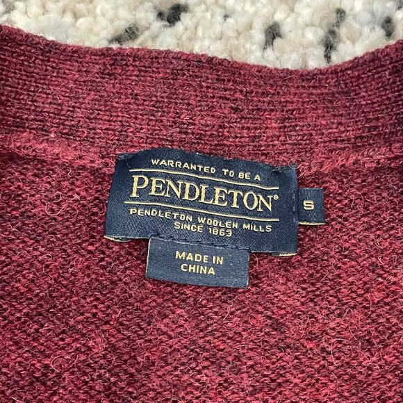 Pendleton Women Wool Cardigan Sweater Button Down Slightly Oversize Red Maroon S - Picture 3 of 16